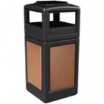 Commercial Zone 720547K StoneTec 42 Gallon Square Gray Decorative Trash Can with Sedona Panels and Ashtray Dome Lid