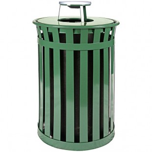 Witt Industries M3601-AT-GN Oakley Standard 36 Gallon Green Steel Round Outdoor Decorative Trash Can with Ash Top Lid Witt Industries M3601-AT-GN Oakley Standard 36 Gallon Green Steel Round Outdoor Decorative Trash Can with Ash Top Lid