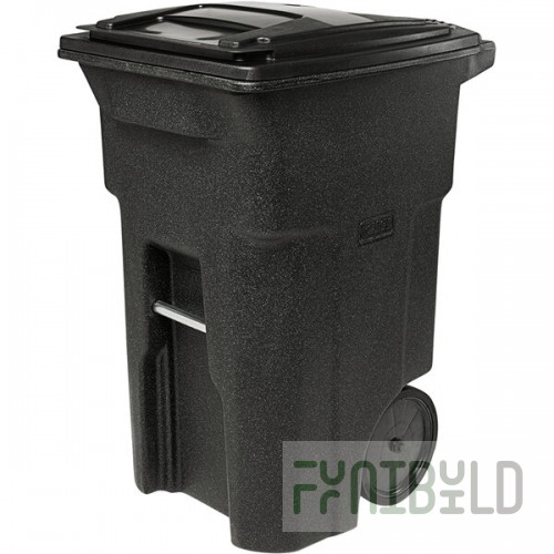 Toter ANA64-10548 64 Gallon Blackstone Rotational Molded Wheeled Rectangular Trash Can with Lid