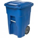 Toter ANA64-10548 64 Gallon Blackstone Rotational Molded Wheeled Rectangular Trash Can with Lid