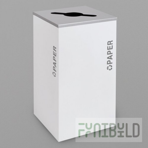 Ex-Cell Kaiser RC-KDSQ-P BT-WHT Black Tie Kaleidoscope White Gloss Square 24 Gallon Paper Receptacle