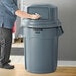 Rubbermaid® BRUTE 55 Gallon Gray Trash Can with Gray Round Dome Top