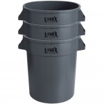 Lavex 20 Gallon Gray Round Commercial Trash Can with Lid and Dolly