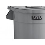 Lavex 20 Gallon Gray Round Commercial Trash Can with Lid and Dolly