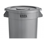 Lavex 20 Gallon Gray Round Commercial Trash Can with Lid and Dolly