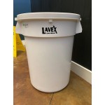 Lavex 20 Gallon Gray Round Commercial Trash Can with Lid and Dolly