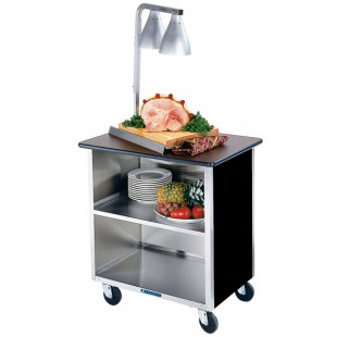 Lakeside 626B-05 Heavy-Duty Stainless Steel Three Shelf Flat Top Utility Cart with Enclosed Base and Black Finish - 18 3/4