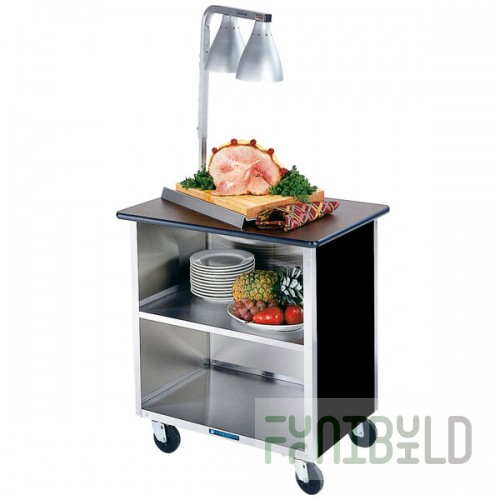 Lakeside 626B-05 Heavy-Duty Stainless Steel Three Shelf Flat Top Utility Cart with Enclosed Base and Black Finish - 18 3/4