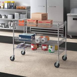 Regency Chrome Two Basket and One Shelf Utility Cart - 24 Regency Chrome Two Basket and One Shelf Utility Cart - 24
