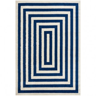 Abani Casa Collection 4' x 6' Navy / Cream Contemporary Rectangular Area Rug