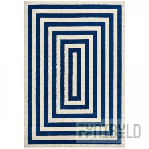Abani Casa Collection 4' x 6' Navy / Cream Contemporary Rectangular Area Rug