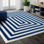 Abani Casa Collection 4' x 6' Navy / Cream Contemporary Rectangular Area Rug Abani Casa Collection 4' x 6' Navy / Cream Contemporary Rectangular Area Rug