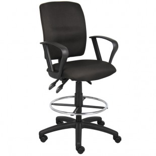 Boss B1637-BK Black Multi-Function Fabric Drafting Stool with Loop Arms Boss B1637-BK Black Multi-Function Fabric Drafting Stool with Loop Arms