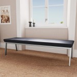 Lesro Newport Patriot Plus Black Vinyl 3-Seat Bench with Silver Powder-Coated Steel Legs