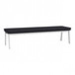 Lesro Newport Patriot Plus Black Vinyl 3-Seat Bench with Silver Powder-Coated Steel Legs