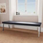 Lesro Newport Patriot Plus Black Vinyl 3-Seat Bench with Silver Powder-Coated Steel Legs
