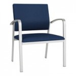 Lesro Newport Patriot Plus Black Vinyl 3-Seat Bench with Silver Powder-Coated Steel Legs