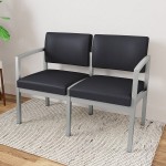 Lesro Lenox Steel Patriot Plus Black Vinyl Loveseat