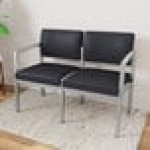 Lesro Lenox Steel Patriot Plus Black Vinyl Loveseat