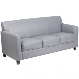 Flash Furniture BT-827-3-GY-GG Hercules Diplomat Gray Leather Sofa with Wooden Feet Flash Furniture BT-827-3-GY-GG Hercules Diplomat Gray Leather Sofa with Wooden Feet