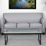 Flash Furniture BT-827-3-GY-GG Hercules Diplomat Gray Leather Sofa with Wooden Feet