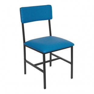 BFM Seating Meghan Black Powder-Coated Steel Side Chair with Customizable Vinyl Back and Seat