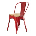 Lancaster Table & Seating Alloy Ruby Red Indoor Cafe Chair with Natural Wood Seat