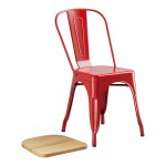 Lancaster Table & Seating Alloy Ruby Red Indoor Cafe Chair with Natural Wood Seat