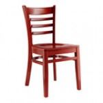 Lancaster Table & Seating Mahogany Finish Wood Ladder Back Chair with Light Brown Vinyl Seat - Detached Seat