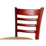 Lancaster Table & Seating Mahogany Finish Wood Ladder Back Chair with Light Brown Vinyl Seat - Detached Seat
