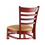 Lancaster Table & Seating Mahogany Finish Wood Ladder Back Chair with Light Brown Vinyl Seat - Detached Seat