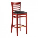Lancaster Table & Seating Mahogany Finish Wood Ladder Back Chair with Light Brown Vinyl Seat - Detached Seat
