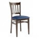 Lancaster Table & Seating Spartan Metal Slat Back Chair with Dark Walnut Wood Grain Finish and Navy Vinyl Seat - Assembled