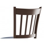 Lancaster Table & Seating Spartan Metal Slat Back Chair with Dark Walnut Wood Grain Finish and Navy Vinyl Seat - Assembled