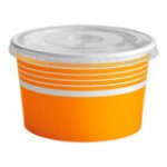 Choice 8 oz. Pink Paper Frozen Yogurt / Food Cup with Flat Lid - 50/Case