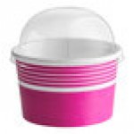 Choice 8 oz. Pink Paper Frozen Yogurt / Food Cup with Flat Lid - 50/Case