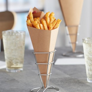 Carnival King 15 oz. Kraft Square Cardboard Fry Cone - 100/Pack