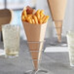 Carnival King 15 oz. Kraft Square Cardboard Fry Cone - 100/Pack Carnival King 15 oz. Kraft Square Cardboard Fry Cone - 100/Pack