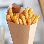 Carnival King 15 oz. Kraft Square Cardboard Fry Cone - 100/Pack Carnival King 15 oz. Kraft Square Cardboard Fry Cone - 100/Pack