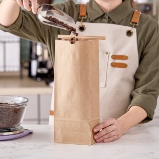 Choice 2 lb. Brown Kraft Customizable Paper Coffee Bag with Reclosable Tin Tie - 50/Pack