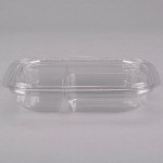 Placon 13 oz. Tamper-Evident Tamper Resistant Recycled PET 3-Compartment Clear Takeout Container - 50/Pack