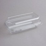 Placon 13 oz. Tamper-Evident Tamper Resistant Recycled PET 3-Compartment Clear Takeout Container - 50/Pack