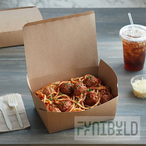 Fold-Pak 04BPDINEEM Bio-Plus Dine Kraft Microwavable Paper #4 Take-Out Container 7 3/4