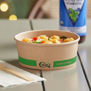 EcoChoice 24 oz. Round Kraft Bio-Lined Compostable Take-Out Container - 50/Pack