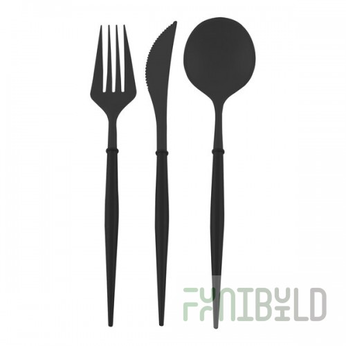 Sophistiplate Bella Black / Black Extra Heavy Weight Plastic Cutlery - 288/Case