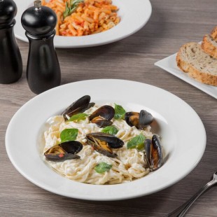Libbey Slenda 18.5 oz. Royal Rideau White Round Porcelain Entree and Pasta Bowl - Sample Libbey Slenda 18.5 oz. Royal Rideau White Round Porcelain Entree and Pasta Bowl - Sample