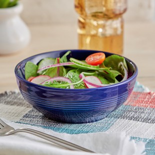 Acopa Capri 19 oz. Deep Sea Cobalt Stoneware Bistro Bowl - Sample