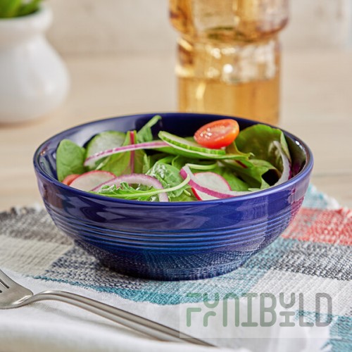 Acopa Capri 19 oz. Deep Sea Cobalt Stoneware Bistro Bowl - Sample