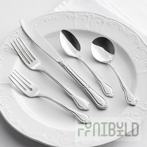 Acopa Blair 18/8 Stainless Steel Extra Heavy Weight Flatware 5-Piece Set - Sample
