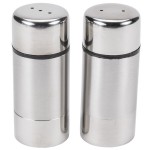 American Metalcraft SP29 0.75 oz. Stainless Steel Round Salt and Pepper Shaker Set - 12/Case